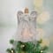 12" Lighted Silver & White Angel with Wings Christmas Tree Topper, Clear Lights
